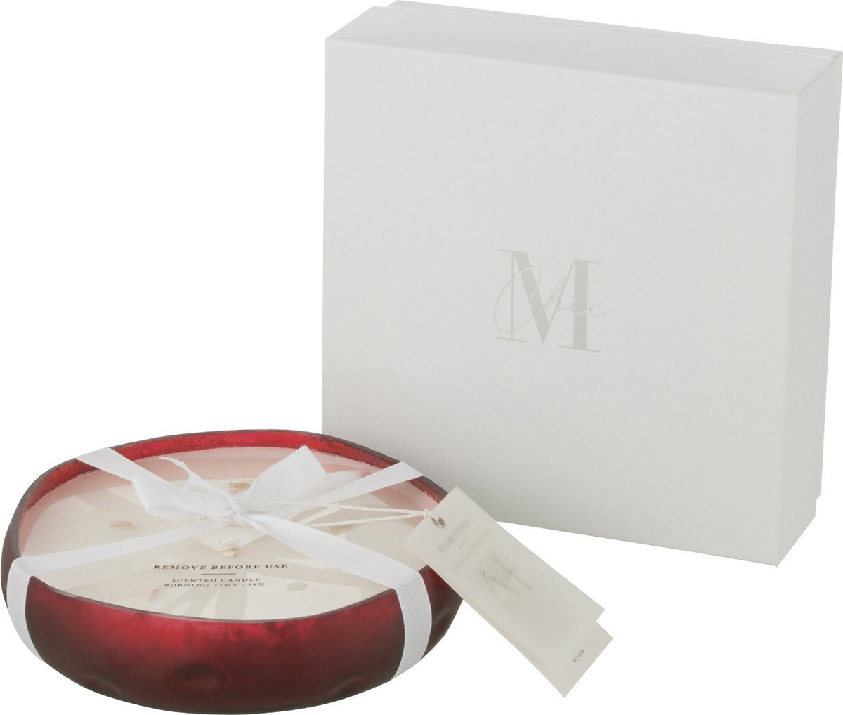 J-Line geurkaars M-Chic - Oud & Amber - glas - rood - medium - 19U