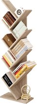 Boekenkast, ruimteverdeler, archiefkast, opbergrek, staande plank, cd-dvd-rek met 9 niveaus, 40 x 127 x 20 cm, licht eiken 0041SHG