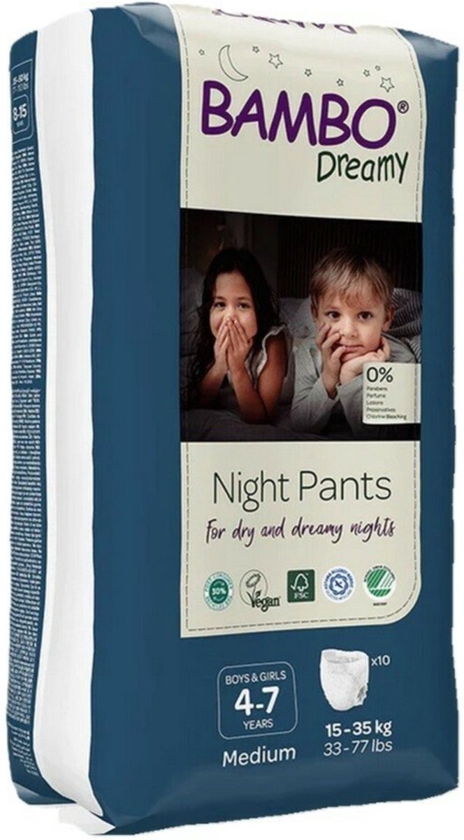 Goedkoopste Bambo Nature Bambo Dreamy Nachtluierbroekjes 4 -7 jaar Unisex 10 stuks