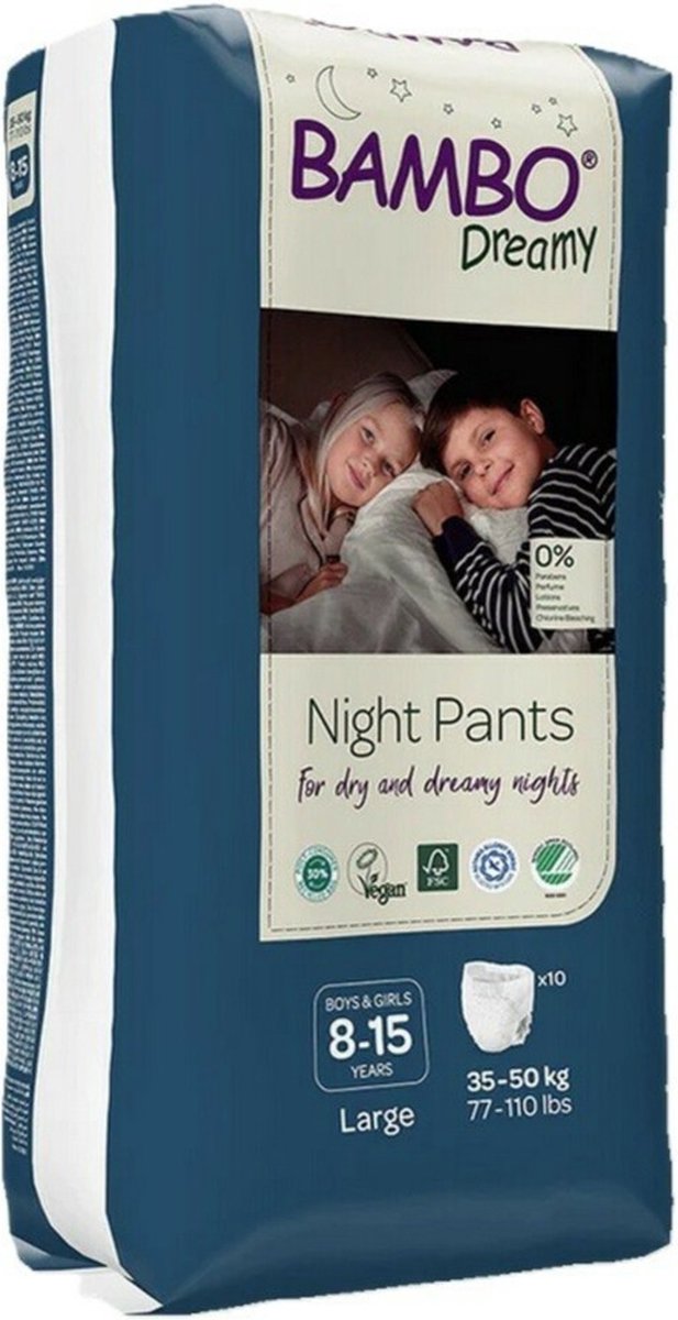 Goedkoopste Bambo Nature Bambo Dreamy Nachtluierbroekjes 8 -15 jaar Unisex 10 stuks