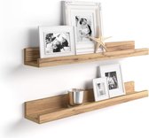 Wandplank - set van 2 - zwevende planken met hoogglans afwerking - wandplank voor fotolijstjes en boeken - woonkamer - slaapkamer - badkamer - keuken - bruin