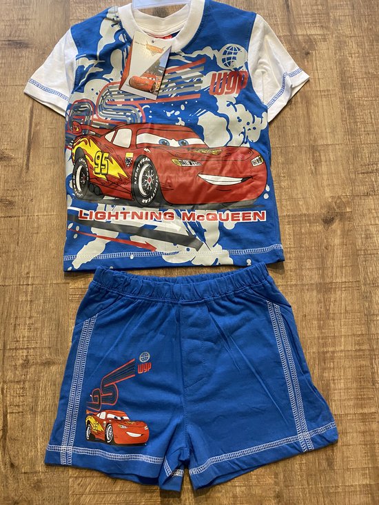 Short / pyjama Disney Cars - coton - blanc/bleu - taille 110/116 (6 ans)