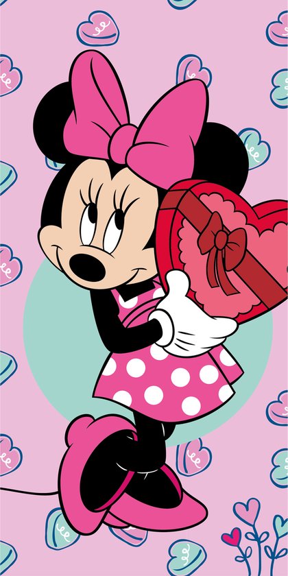 Disney Minnie Mouse Serviette de Plage Coeur - 70 x 140 cm - Katoen