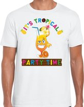Toppers in concert - Bellatio Decorations Tropical party shirt heren - party time - wit - carnaval - tropisch themafeest L