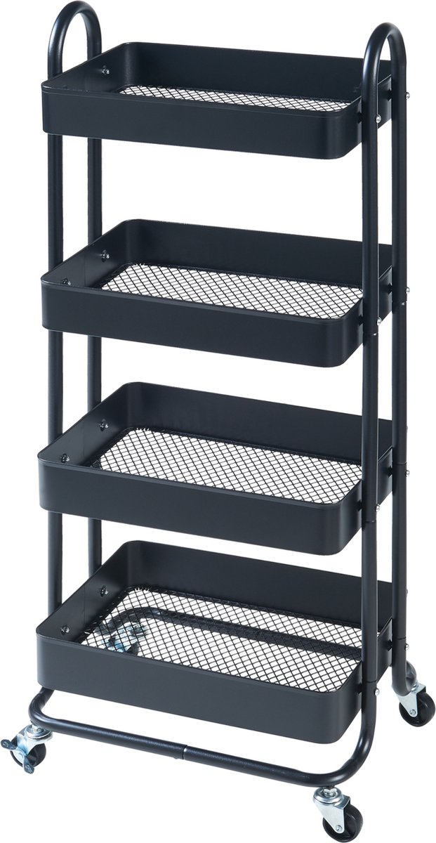 Keukentrolley Pyhäntä met 4 manden 103,5x46x35 cm zwart [en.casa]
