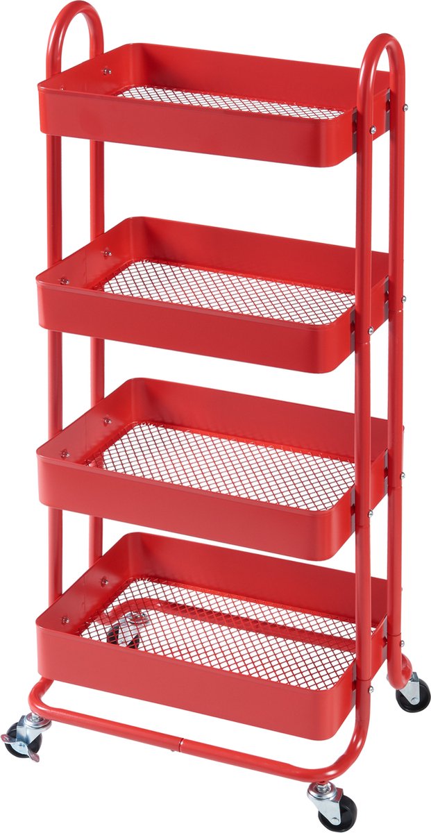Keukentrolley Pyhäntä met 4 manden 103,5x46x35 cm rood [en.casa]