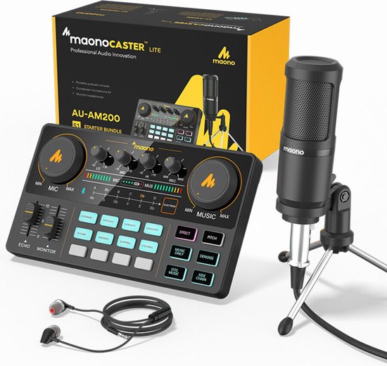 Maono - AU-AM200-S1 - Portable Podcast Starterpack - Inclusief Accessoires - Streaming Deck - Geschikt voor PC / PS4 / PS5