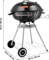 MS® - Barbecue op poten - Met wielen - BBQ grill - Houtskoolgrill met deksel - Met handgreep - Met thermometer - 63 x 82 x 88 cm