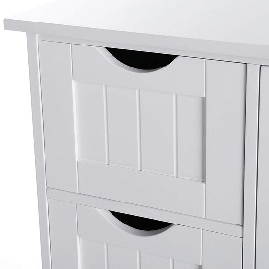 ACAZA Badkamerkast - Ladekast - Opbergkasten met deuren - 4 Laden en Kastje - 55 x 30 x 81cm - Wit