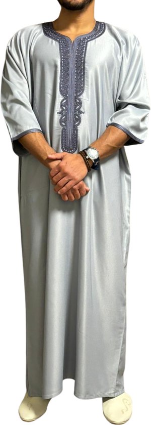 Grijs Marokkaanse kandora, heren kaftan , Abaya , Qamis , Kamis