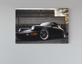 Canvas Schilderij - Oldtimer - Porsche - Zwart - Wanddecoratie - 60x40 cm