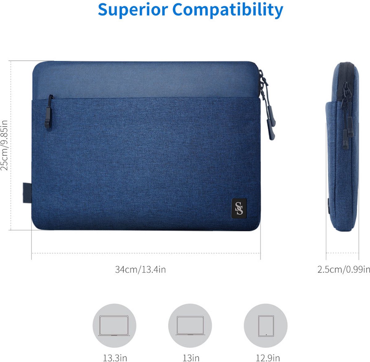 Seine Scene -Notebook Sleeve- tot 14 inch- Blauw- Valence