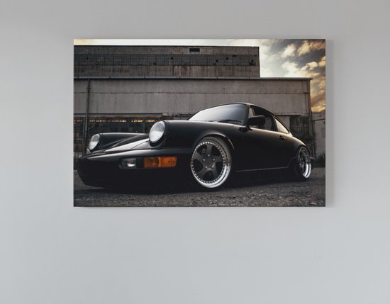 Canvas Schilderij - Oldtimer - Porsche - Zwart - Wanddecoratie - 120x80 cm