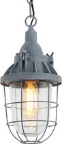 Industriële hanglamp Ebbe | 1 lichts | grijs | glas / metaal | in hoogte verstelbaar tot 156 cm | Ø 17 cm | eetkamer / woonkamer lamp | modern design