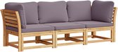 vidaXL - 3-delige - Loungeset - met - kussens - massief - acaciahout