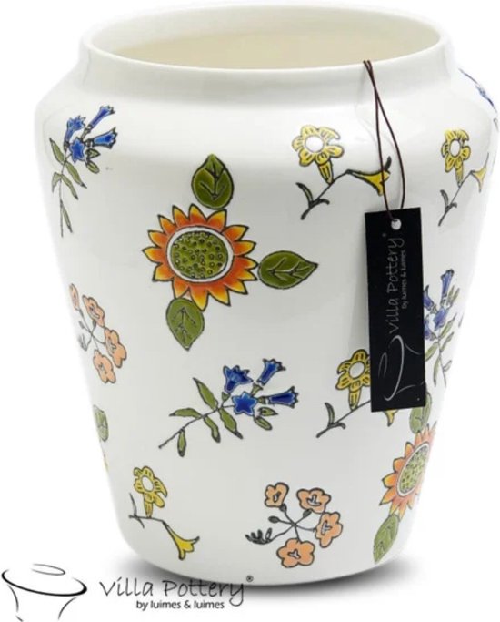 Vase - Villa Pottery - Porcelaine - Décoration - Décoration de la maison - Printemps - Étanche - Happy Flowers 3 White
