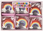12 Stuks Regenboog Gummen - Uitdeelcadeaus voor Kinderen - Gom Rainbow Roze - Schoolbenodigdheden
