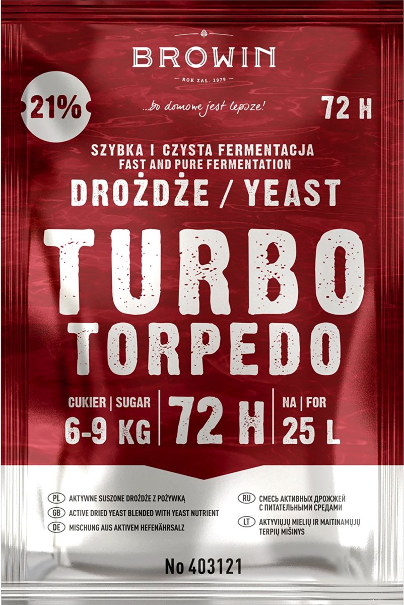 Turbo Torpedo-distilleerderijgist 72 uur 21% - 120 g