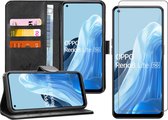 Hoesje geschikt voor Oppo Reno 8 Lite - Screenprotector Glas - Portemonnee Book Case Zwart