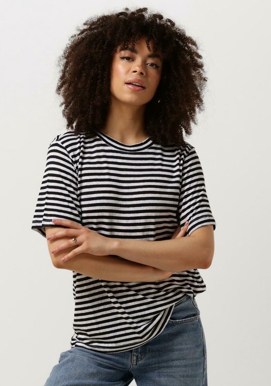 My Essential Wardrobe Lisamw Striped Tee Tops & T-shirts Dames - Shirt - Zwart - Maat XL