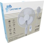 Lifetime Air Statiefventilator 40W - Ventilator in Hoogte Verstelbaar 100-120 cm - Staande Ventilator met Afstandsbediening - 3 Snelheden - Kantelbaar en Oscillerend - Wit
