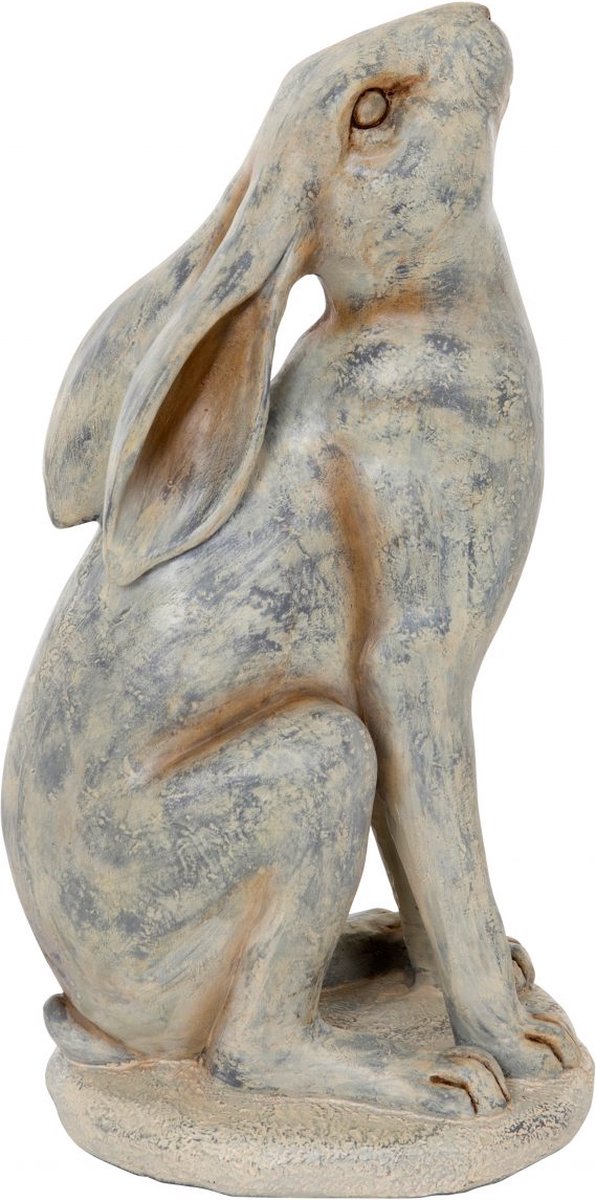 Decoratief figuur - grijze haas / konijn - 37 cm