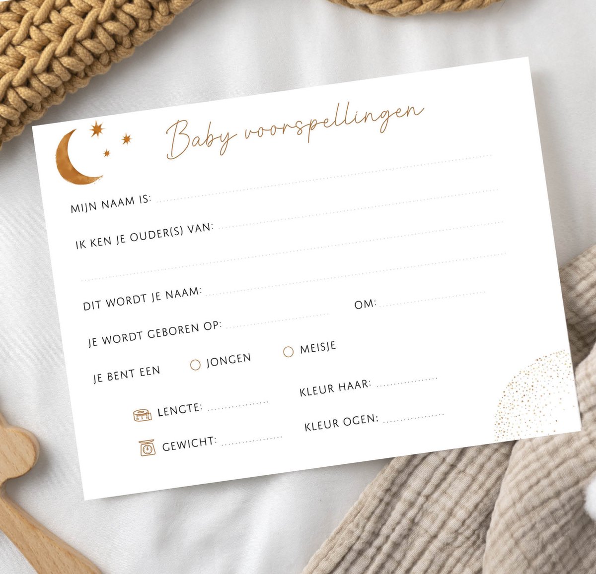Babyshower invulkaarten 10 stuks | babyshower | babyshower voorspellingskaarten | babyshower kaarten | babyshower spelletjes | babyshower meisje | babyshower jongen | moon