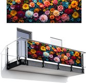 Balkonscherm 300x90 cm - Balkonposter Bloemen - Planten - Kleurrijk - Balkon scherm decoratie - Balkonschermen - Balkondoek zonnescherm