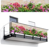Balkonscherm 500x120 cm - Balkonposter Bloemen - Planten - Bladeren - Stenen - Balkon scherm decoratie - Balkonschermen - Balkondoek zonnescherm