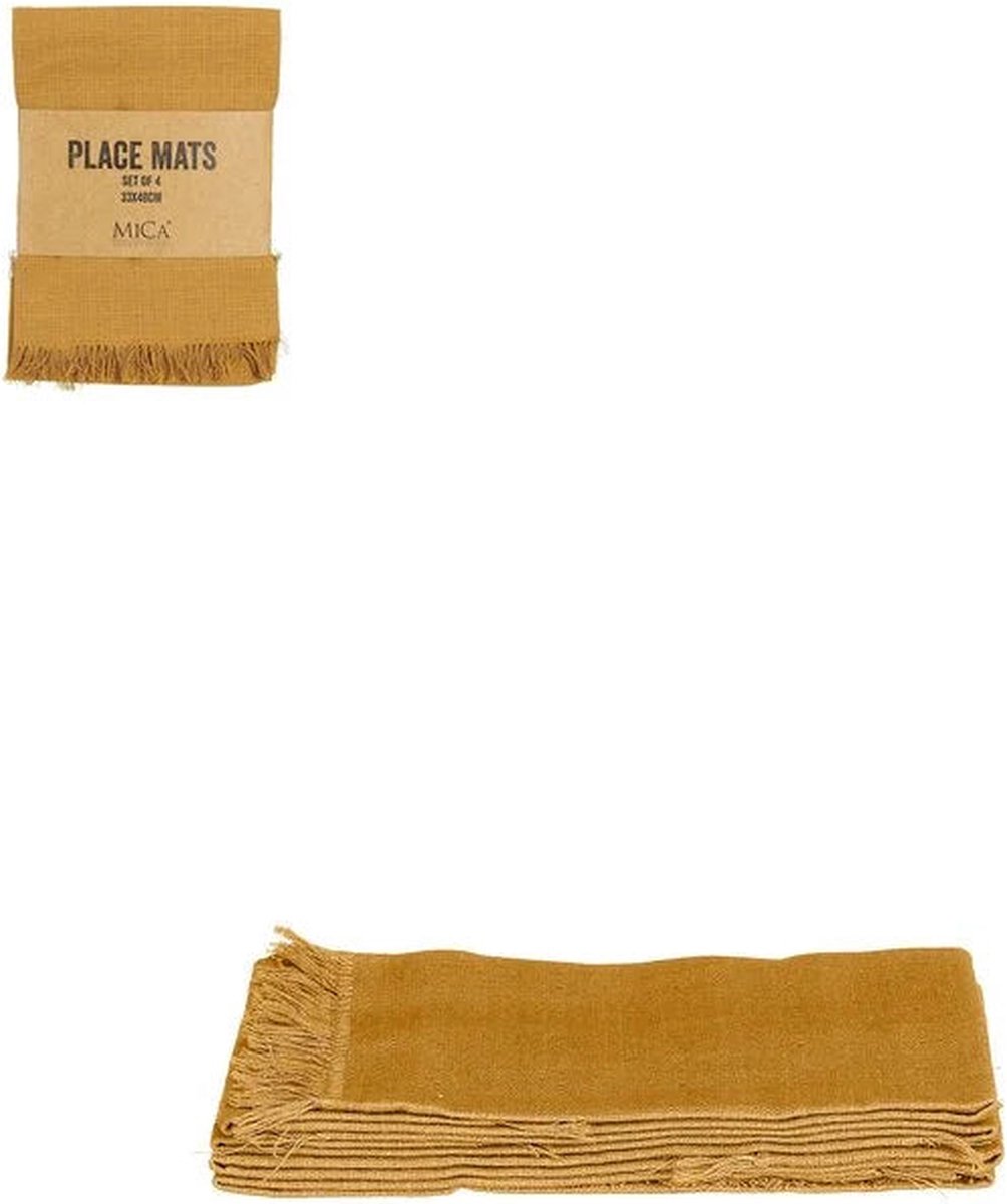 Mica Decorations - Placemats 'Villia' (Donkergeel, Set van 4)