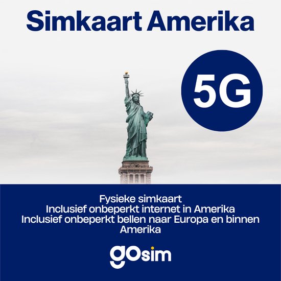 Simkaart Amerika - Onbeperkt internet & bellen naar VS+EU (30 dagen) - GoSIM