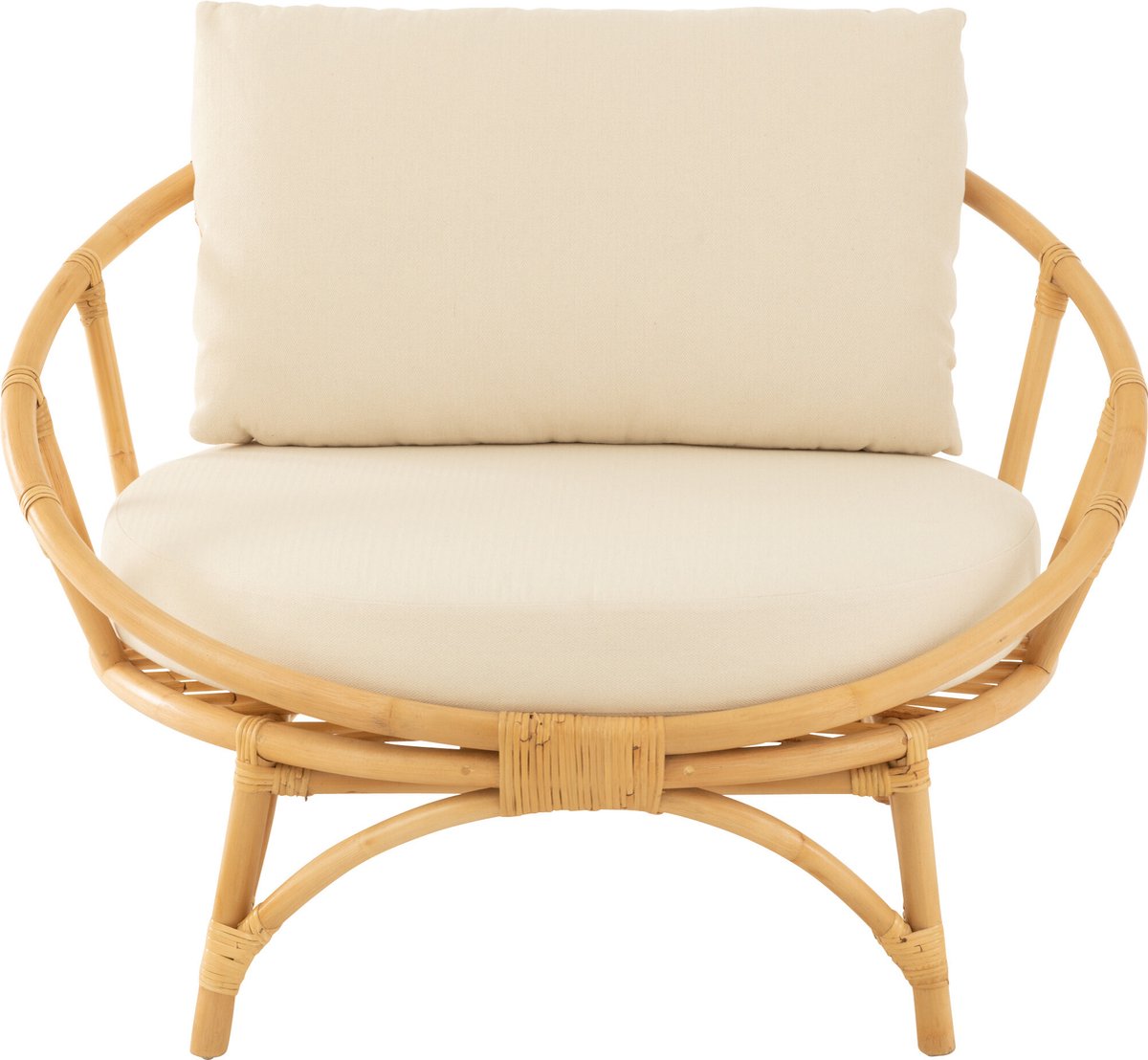 J-Line stoel + kussen - jute/textiel - naturel/wit