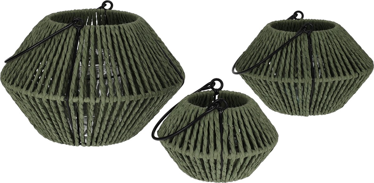 JENS Living lantaarn Lex - Set van 3 - Groen