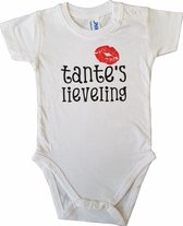 Witte romper met "Tante's lieveling" - 6 maanden - babyshower, zwanger, cadeautje, kraamcadeau, grappig, geschenk, baby, tekst, bodieke
