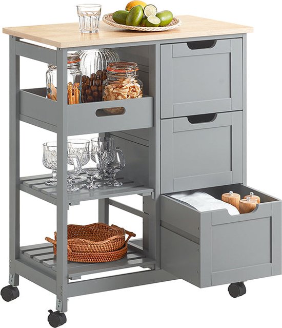 M MCombo Friseurwagen mit Rollen & Schubladen, Rollwagen Servierwagen Weiß, Salon Trolley mit 3 Ablagen & Föhnhalter, Moderner Arbeitswagen für Bad Wohnzimmer, 31,4x37x85,5 cm, 0051