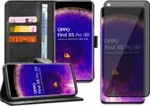 Hoesje geschikt voor Oppo Find X5 Pro - Privacy Screenprotector Volledig Dekkend Glas - Portemonnee Book Case Zwart
