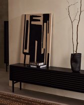 Kave Home - Meuble TV Lenon 2 portes en bois massif et placage chêne noir 200x57 cm FSC Mix Credit