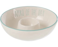 J-Line schaal Dip Apero - keramiek - wit/blauw