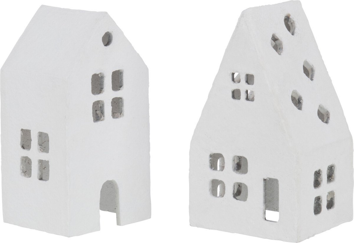 decoratie Huis - katoen - wit - 2 stuks