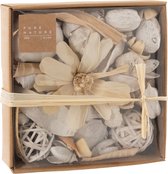 J-Line decoratie Potpourri Droogbloemen/noten - jute - wit