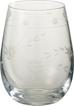 J-Line Gegraveerd glas - drinkglas - transparant - 4 stuks - woonaccessoires