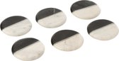 J-Line Marmer onderzetter - steen - zwart & wit - 6 stuks - woonaccessoires