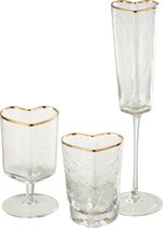 J-Line verre à champagne Coeur - verre - or/transparent - 6 pcs