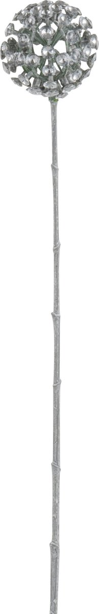 J-Line decoratie tak Bal Strass - kunststof - blinkend zilver - 4 stuks