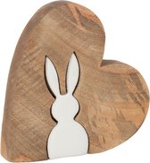 J-Line Konijn Silouet Hart Puzzel Mango Hout Naturel Wit Small