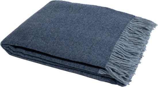 WOOOL® | Wollen Plaid | MERINO Dubbelzijdig (Blauw-Lichtblauw) | 140x200cm | 80% Merino Wol - 20% Nylon | Deken