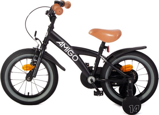 AMIGO Thunder Jongensfiets 14 Inch - Kinderfiets voor 3 tot 5 Jaar - 95-110 cm - Met Zijwieltjes - Zwart/Wit van AMIGO — afbeelding 5