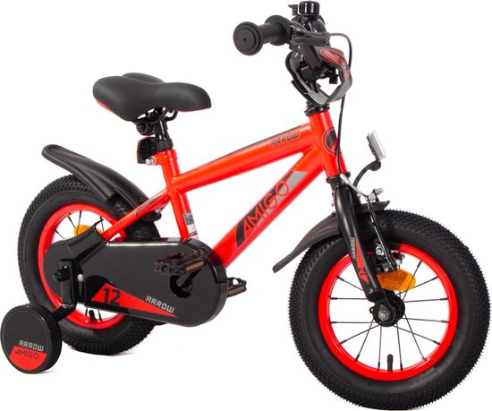 AMIGO Arrow Velo Garcon 12 pouces Velo pour enfants de 2 a 4 ans 90 105 cm Avec. bol