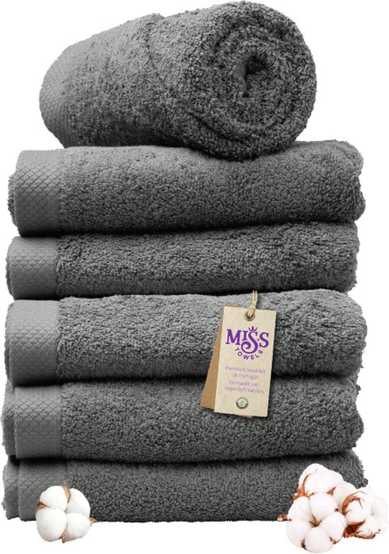 Miss Towels - Hotelhanddoek - Antraciet - 50x100 - 5+1 Bundel