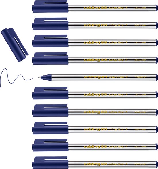 edding 88 fineliner - bleu - 10 marqueurs - pointe ronde 0 6 mm - feutre fin pour une écriture fine et précise, surligner des dessins - pour le bureau, l'école et la maison